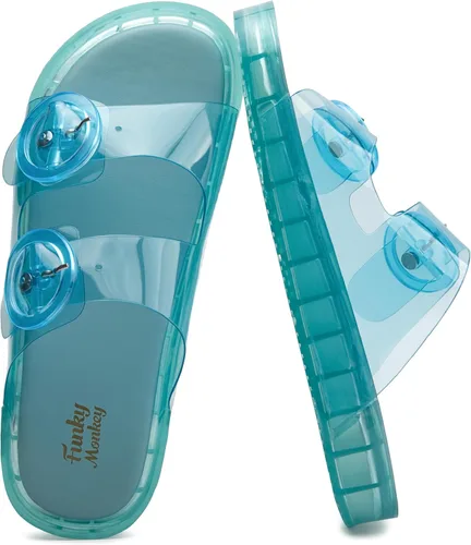 Vista 67 de FUNKYMONKEY - Sandalias bajas cómodas para mujer, hechas de etilvinilacetato, ajustables con hebilla doble