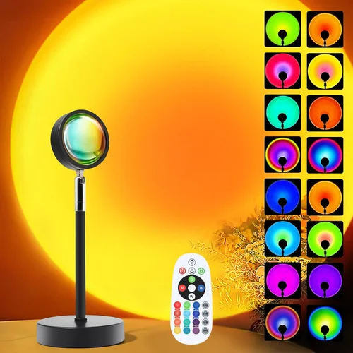 Vista 8 de Proyector de lámpara LED de puesta de sol, iluminación de estado de ánimo con cambio de 21 colores mediante aplicación y control remoto, iluminación
