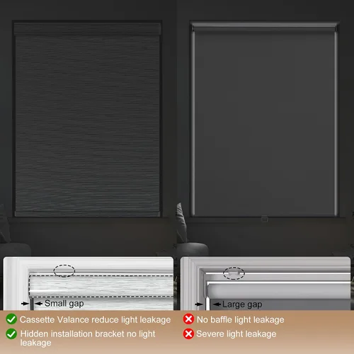 Vista 4 de Persianas enrollables opacas sin cordones para ventanas, con cenefa de casete, cortinas de ventana de jacquard a rayas para dormitorio, tela