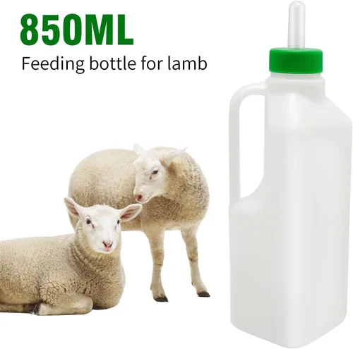 Vista 2 de Kit de botella de cordero de 28.7 fl oz con agarre de mano para animales de granja recién nacidos