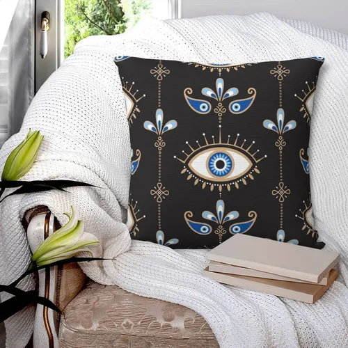 Vista 7 de Funda de almohada decorativa con símbolo oculto de mal de ojo, fundas de almohada cuadradas estándar para sofá, cama, 18 x 18 pulgadas