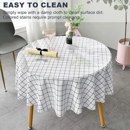 Vista 6 de LovePads - Protector de mesa redondo transparente, 1,5 mm de grosor, 76 cm de plástico, mantel de vinilo impermeable redondo, almohadilla protectora