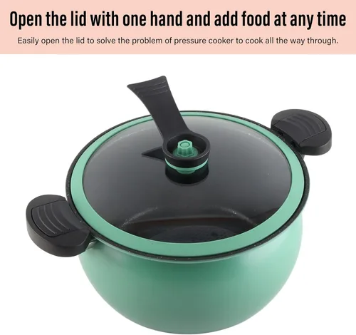 Vista 4 de Olla a presión micro antiadherente de gran capacidad, utensilios de cocina multifuncionales con tapa visual para cocina casera (5L)