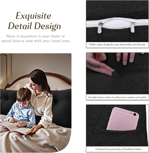 Vista 3 de Almohada de Cuña para Cabecero - Almohada Triangular para Cabecero de Cama, Almohada de Cuña para Descanso en la Cama, para Sentarse en la Cama
