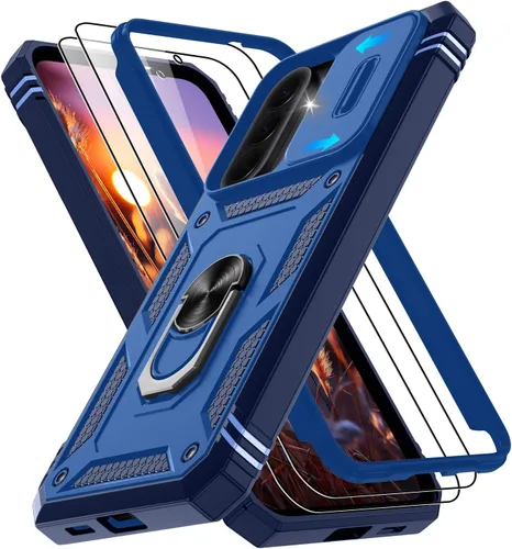 Vista 160 de Gritup Funda para Google Pixel 6 con cubierta deslizante para cámara y protector de pantalla (2 unidades), soporte de anillo giratorio 360°, funda