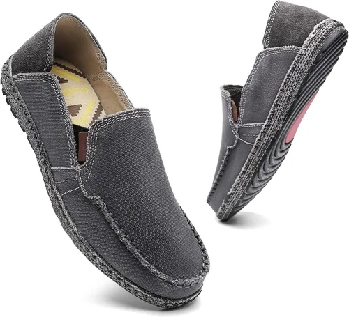 Vista 8 de Zapatos de lona sin cordones, antideslizantes, informales, planos, para exteriores, mocasines casuales para hombre de JAMONWU