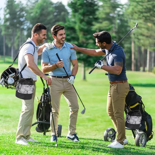 Vista 7 de JJUNW 2 bolsas de almacenamiento para pelotas de golf, bolsas de malla de nailon para pelotas de golf, bolsa de golf, organizador de bolsas de golf