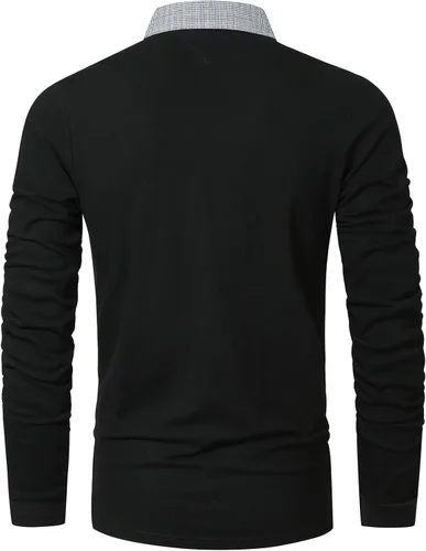 Vista 2 de GHYUGR Polos de manga larga para hombre con diseño clásico a cuadros