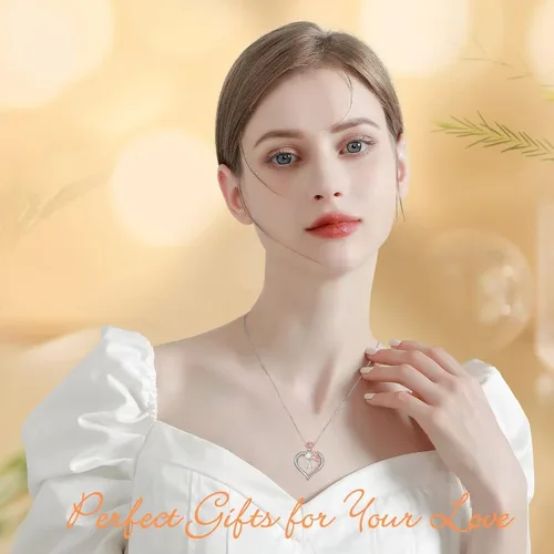 Vista 8 de Hidepoo Collares con inicial de corazón de rosa, regalos para mujer, plata de ley S925, collar con colgante de corazón, joyería para el día