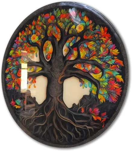 Vista 4 de Árbol de la vida, arte de pared de vidrio templado, pintura abstracta para pared, decoración del hogar, regalo de inauguración de la casa, colgantes
