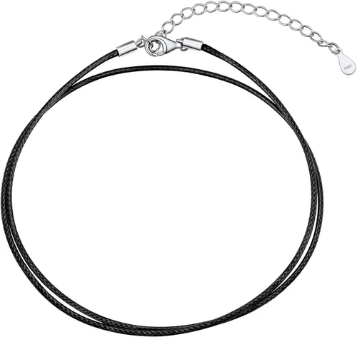 Vista 17 de U7 - Collar de cordón de cuero con cierre de acero inoxidable personalizable/negro, cadena de cuerda de cera tejida impermeable de color a. 2MM
