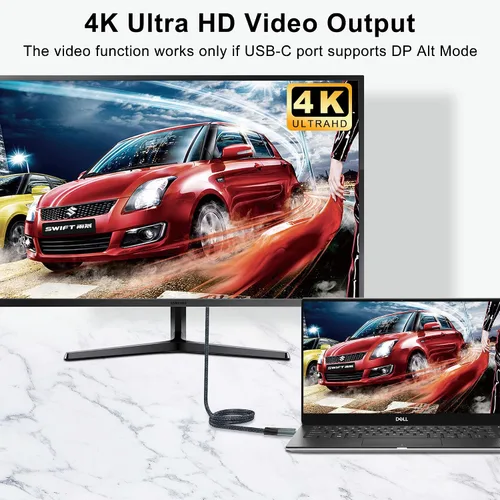 Vista 2 de Twozoh Cable USB C a USB C 3.2 Gen 2, transferencia de datos de 20 Gbps, 100 W, PD de carga rápida, cable de monitor de salida de video 4K