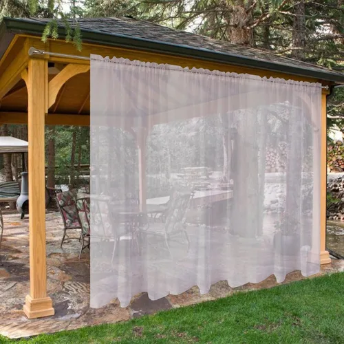 Vista 35 de SpaceDresser - Cortinas transparentes impermeables para exterior para patio - 2 paneles con bolsillo para barra, cortinas de gasa transparentes