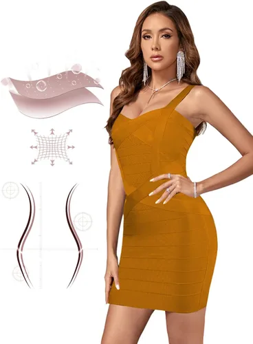 Vista 4 de Vestido de rayón UONBOX ajustado al cuerpo, sin mangas, con breteles