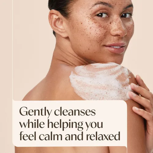 Vista 3 de Aveeno Gel de baño para aliviar el estrés para mujeres, aroma a lavanda calmante y avena prebiótica, limpiador para pieles secas sensibles, sin