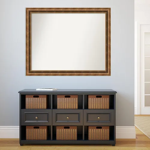 Vista 1120 de Amanti Art Espejo de pared personalizado no biselado (25 x 25 pulgadas), marco de bronce acentuado, varios tamaños personalizados, espejo de baño