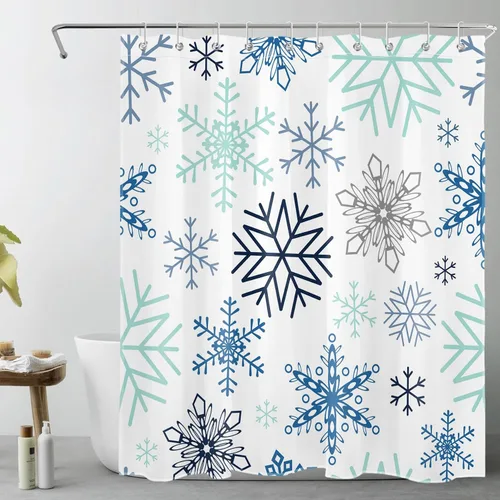 Vista 10 de LB Cortina de ducha de Feliz Navidad, bola de Navidad blanca y dorada sobre cortina de ducha negra para baño, 60 x 72 pulgadas, tela de poliéster