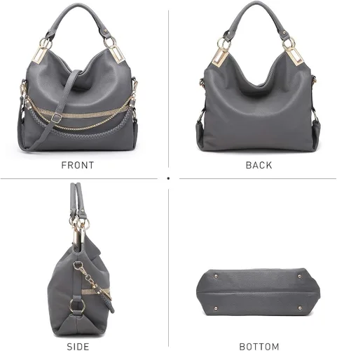 Vista 2 de Dasein Purses for Women Vegan Leather Handbags Rhinestones Hobo Bags Tote Purse Shoulder Bag Ladies Handbag