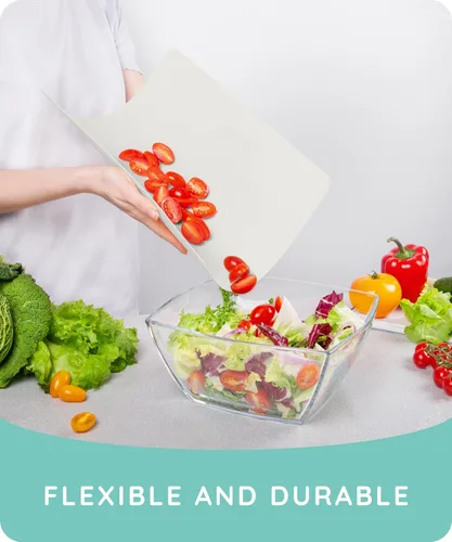 Vista 7 de Tablas de cortar flexibles extra gruesas para cocina, alfombrillas de corte para cocinar, juego de alfombrillas de corte de colores, láminas