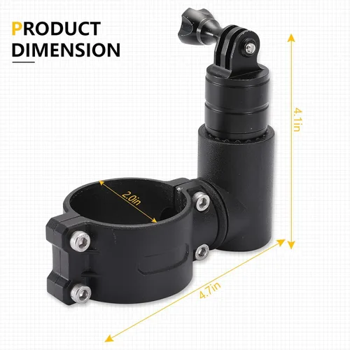 Vista 6 de Soporte para cámara UTV ATV compatible con GoPro, soporte de cámara de montaje en barra enrollable de 1.75"-2" compatible con GoPro Hero 9 8 7 6 5