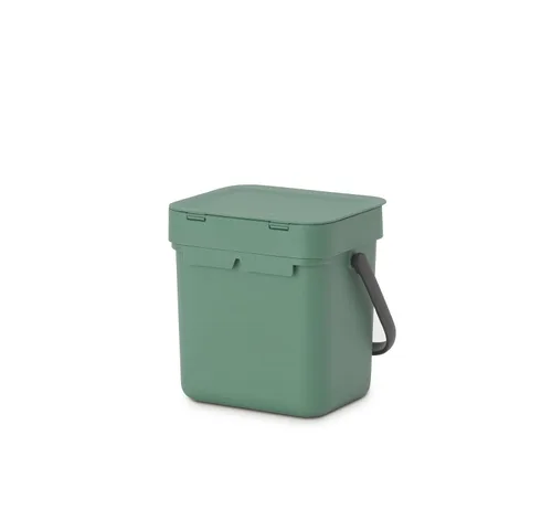Vista 5 de Brabantia Sort & Go Recipiente de Residuos de 0.8 Galones (Verde Abeto) Cubo de Reciclaje Eficiente en Espacio con Asa, Tapa Extraíble y que