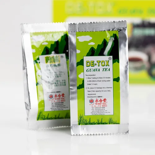 Vista 3 de Wing Hop Fung De-Tox - Té de guayaba fresco sellado, fruta de guayaba natural y hojas envueltas individualmente, 90+4 bolsas de té Hojas de fruta