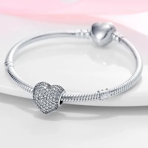 Vista 3 de Abalorio de plata de ley 925 para pulseras y collares Pandora para mujer, circonitas cúbicas 5A, cuentas de joyería