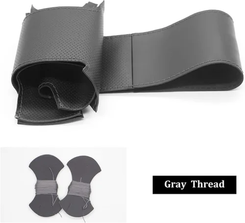 Vista 2 de Hand-Stitched Black Leather Car Steering Wheel Cover, for Kia Ceed Cee'd 2012-2017 for Cerato 2013-2017 DIY Breathable Steering Wheel Covers