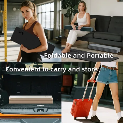 Vista 7 de Tapete de yoga extra grueso de 1/2 pulgada, equipo de pilates, 69 x 24 pulgadas, tapetes de entrenamiento sin olor para gimnasio en casa, tapetes