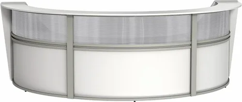 Vista 39 de Linea Italia Oficina curvada, transparente, fácil de montar, mostrador de recepción de 3 paneles para vestíbulo, salón, 142 x 71 pulgadas