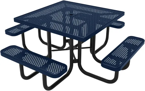 Vista 79 de COATEDOUTDOORFURNITURE Mesa de picnic cuadrada de 46 pulgadas, expandida, color negro