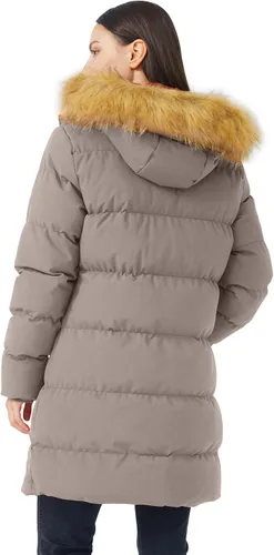 Vista 7 de WenVen - Abrigo grueso de invierno, para mujer, con capucha desmontable, de piel