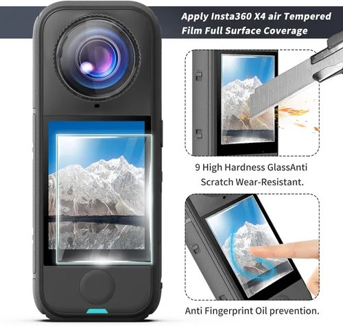 Vista 3 de Kit de protección de cámara para insta 360 X4 Air Accesorios Incluye-Protector de pantalla/Protector de lente/cubierta protectora de silicona/funda