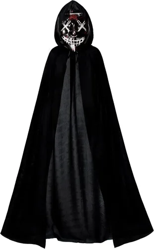 Vista 3 de Capa de terciopelo con capucha para niños, disfraz de Halloween con luz LED