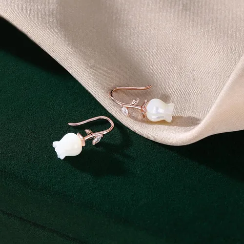 Vista 4 de Reffeer Aretes de plata de ley 925 maciza con diseño de flores para mujer