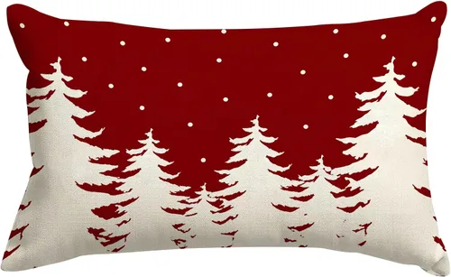Vista 10 de SPXUBZ Funda de almohada de algodón con diseño de copo de nieve azul, Feliz Navidad, decoración del hogar, funda de cojín rectangular