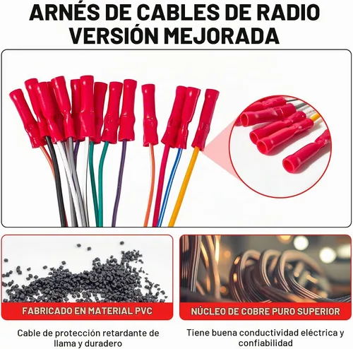 Vista 2 de RED WOLF Arnés de cableado estéreo para automóvil para GMC Envoy Sierra 2002-2008, Chevy Silverado Impala con conector a tope de instalación