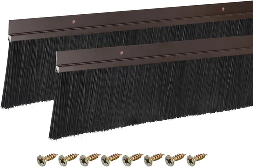 Vista 15 de uxcell 2 piezas barredor de cepillo inferior para puerta forma H base de aleación de aluminio con cepillo de nailon de 0.4 pulgadas para hogar
