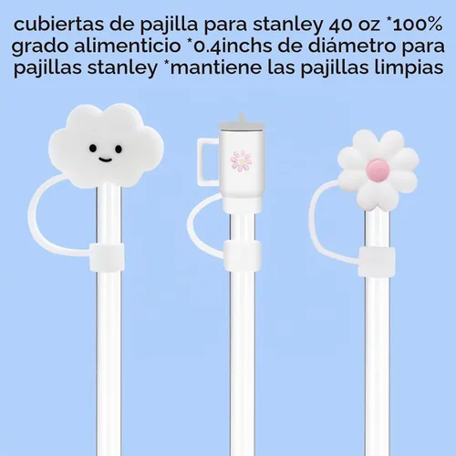 Vista 2 de 6 popotes transparentes de repuesto para vasos Stanley de 40 onzas y 30 onzas, 3 bonitas cubiertas de popote para vasos Stanley con 1 cepillo