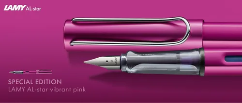 Vista 5 de Lamy 1232591 AL-star 299 - Bolígrafo de aluminio en color rosa vibrante con mango ergonómico y agarre transparente, con recambio grande, ancho
