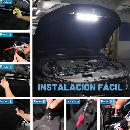 Vista 5 de GraceYou - Kit de luces LED para debajo del capó, impermeable, 12 V, luces LED para automóvil, barras, capó de automóvil, luces de inspección