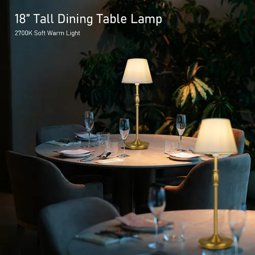 Vista 2 de Cordless Table Lamp Portable Small LED Touch Lamp with Dimmer, 18" 2700K Rechargeable Battery Light for Bedside, Dining Room, Bedroom Lamp, Patio