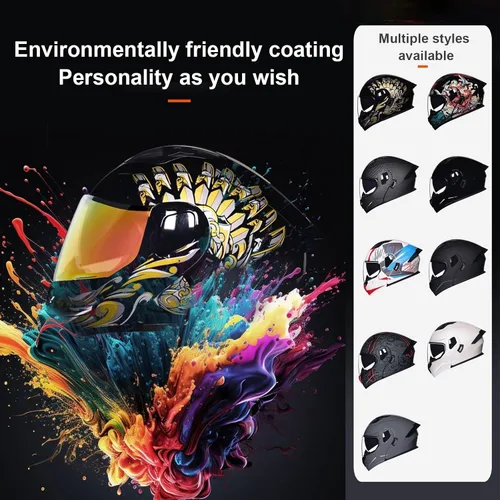 Vista 6 de Casco modular Bluetooth para motocicleta, aprobado por DOT, de cara completa, abatible, antivaho, doble visera, casco de motocicleta de calle, LENTE
