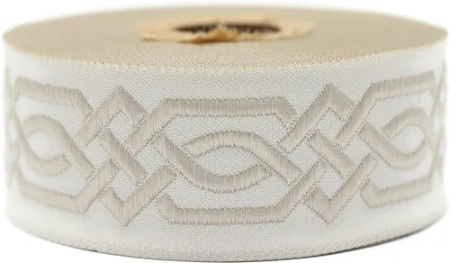 Vista 10 de Carrete de 10.9 yardas 0.79 pulgadas de ancho azul celta Claddagh bordado Jacquard Ribbon 20272