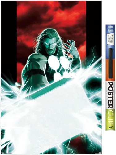 Vista 8 de Trends International Marvel Comics - Póster de pared de Thor - Mjolnir, 14.725 x 22.375 pulgadas, versión enmarcada de madera de granero