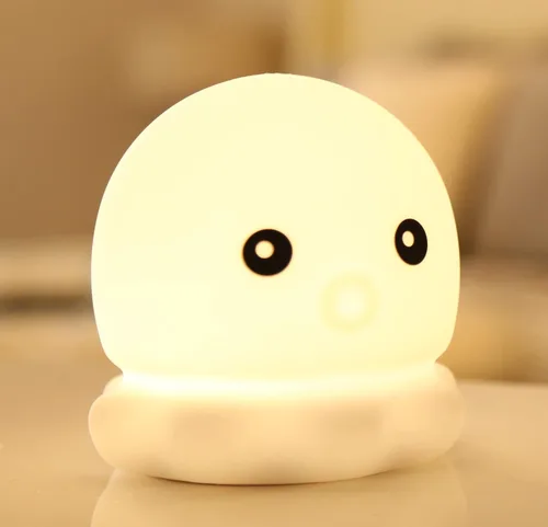 Vista 9 de Linda luz nocturna para niños, lámpara de noche para dormitorio, bebé, portátil, batería de silicona portátil, luz nocturna LED, para guardería Vaca