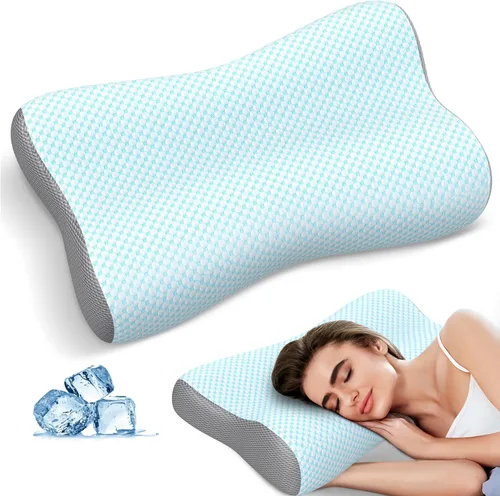 Vista 9 de Almohada cervical para el cuello, almohadas de espuma viscoelástica de contorno para aliviar el dolor de cuello, almohada ergonómica para dormir