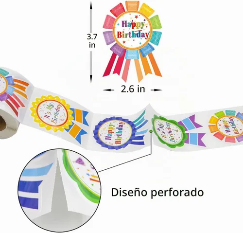 Vista 2 de Fancy Land Pegatinas de feliz cumpleaños para niños, regalos de cumpleaños