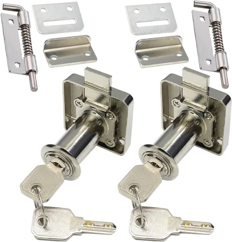 Vista 10 de Cerradura de seguridad pesada para armario con llaves (con llave similar), puerta doble individual, uso general, se adapta a paneles de madera