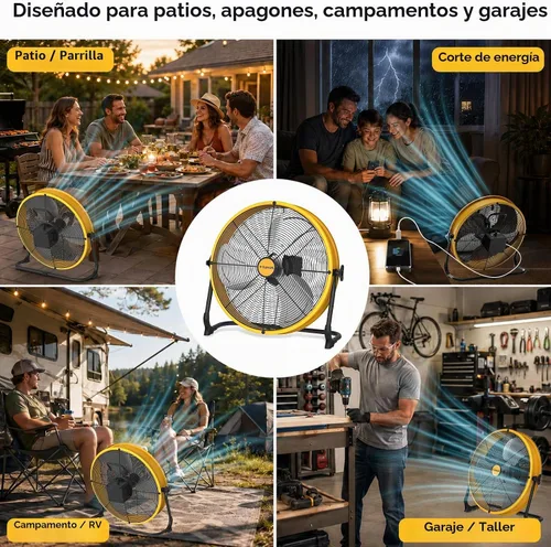 Vista 7 de T-SUNUS - Ventilador de piso con batería de 16 pulgadas, ventilador